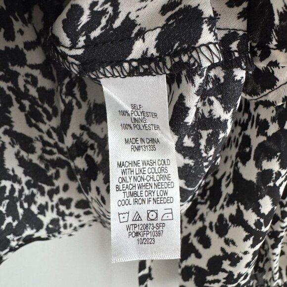 Nine Britton Women Faux Wrap Elastic Tie Waist Animal Print Blouse Size LP - Picture 4 of 11